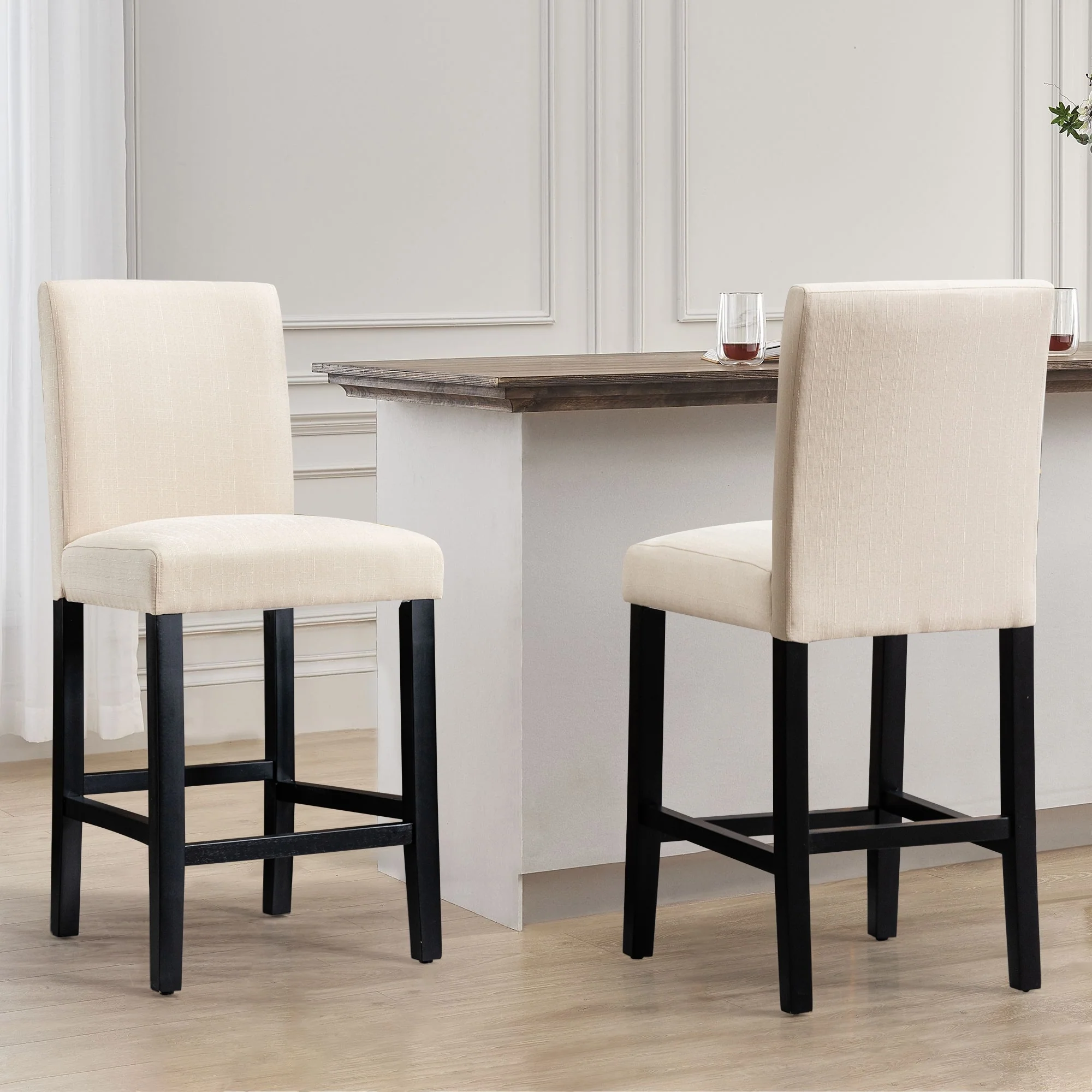 24 Inches Counter Height Bar Stools with Back Set of 2