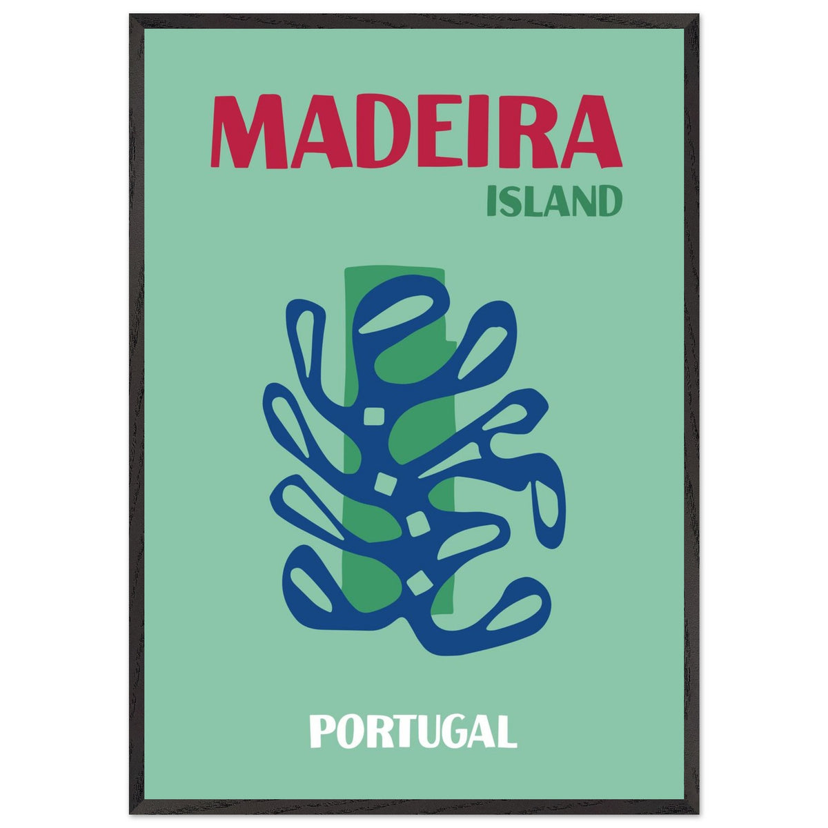 Artfulprints Poster met Lijst Portugal - Madeira  - 70x100 cm - Groen