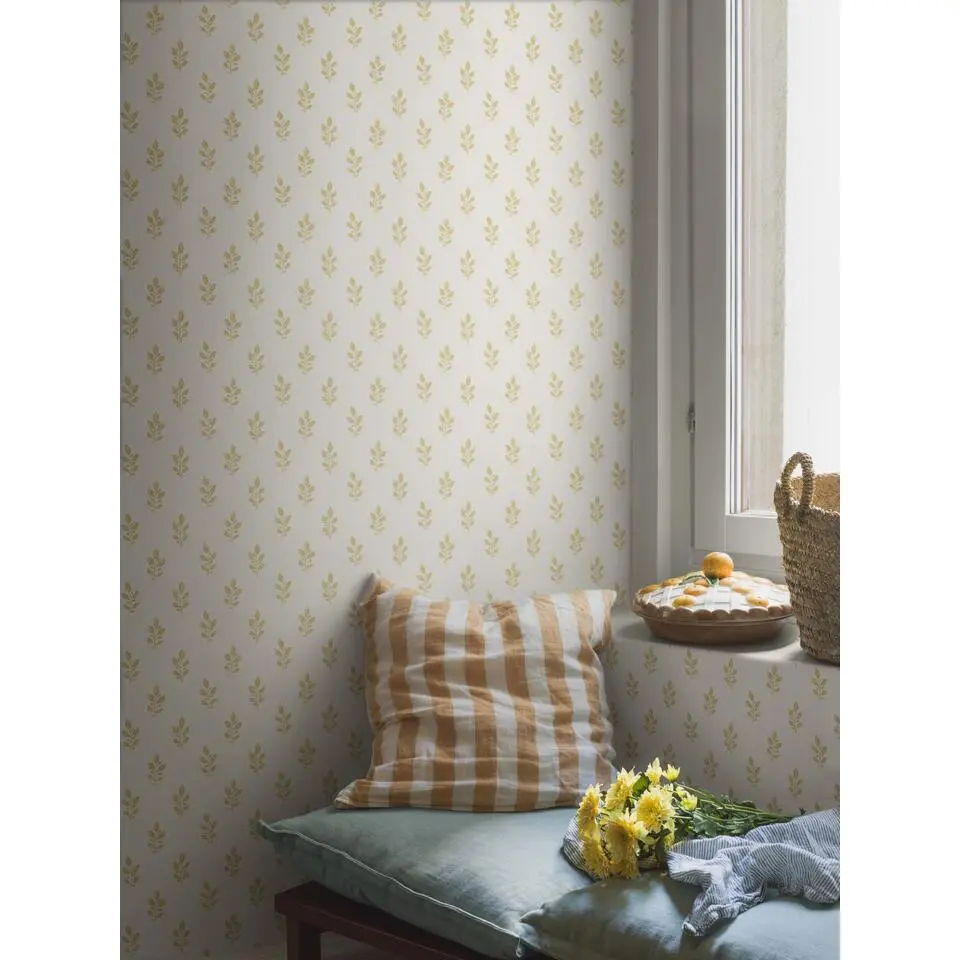 Borastapeter behang bloemetjes geel - 53 cm x 10.05 m