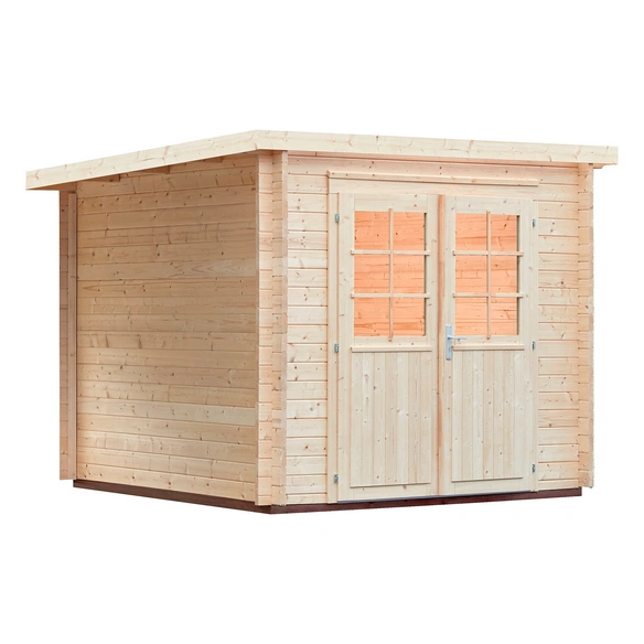 Blockbohlenhaus »Schönheim 0,5«, BxT: 294 x 310 cm (Aufstellmaße), Flachdach