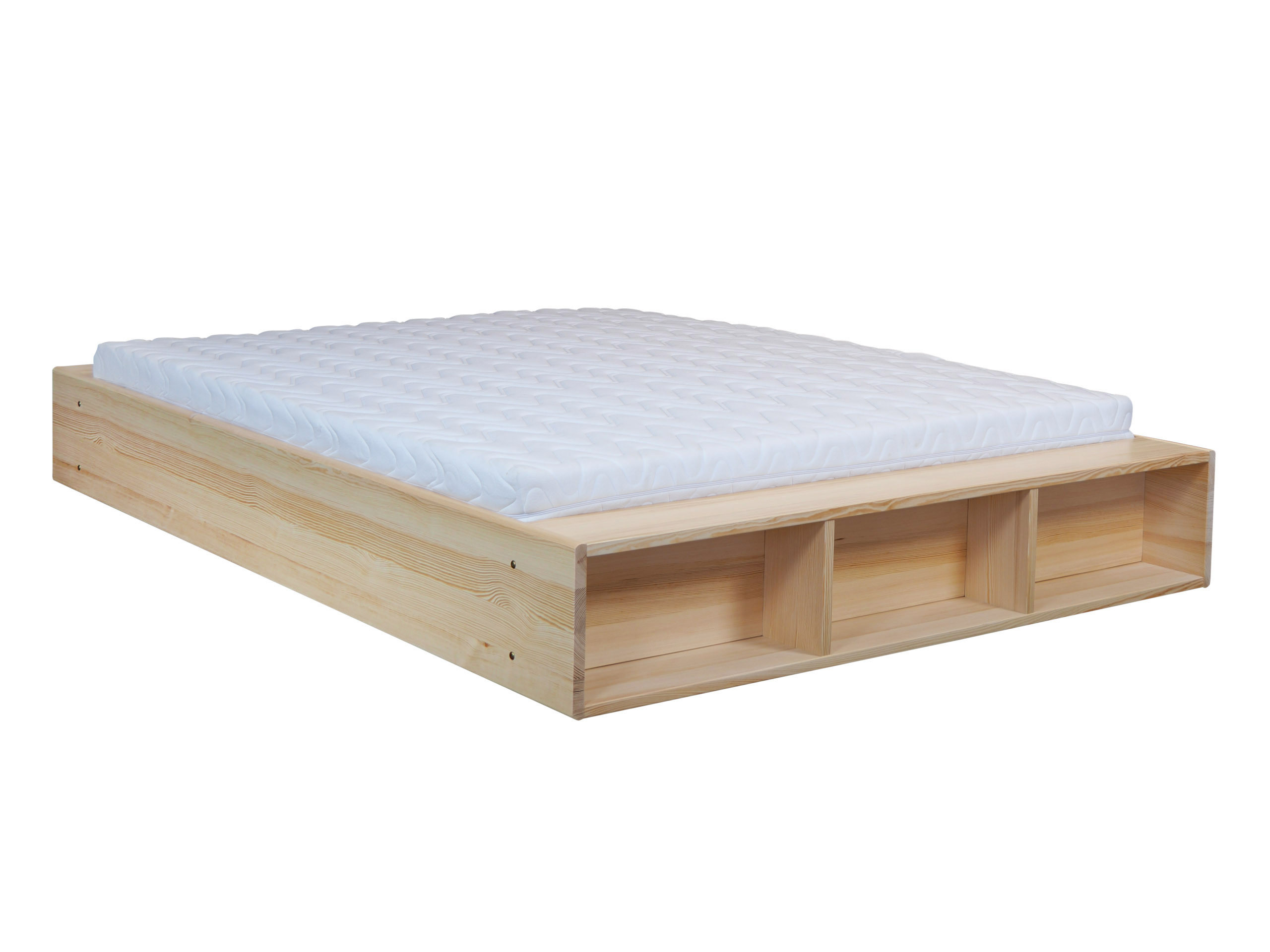 Łóżko 160x200 z półkami FRESH, kolor sosnowy   stelaż