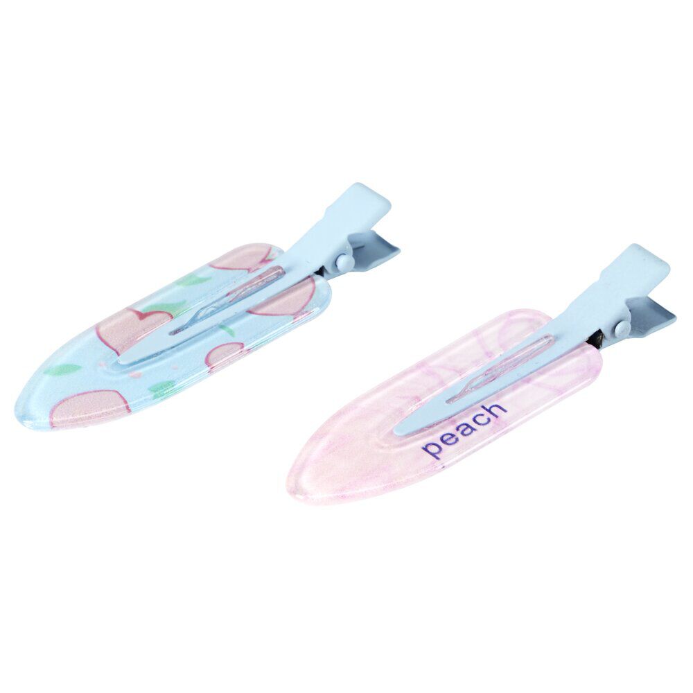Pince à cheveux x2 clip fantaisie en métal et plastique 2x6cm (3 modèles)