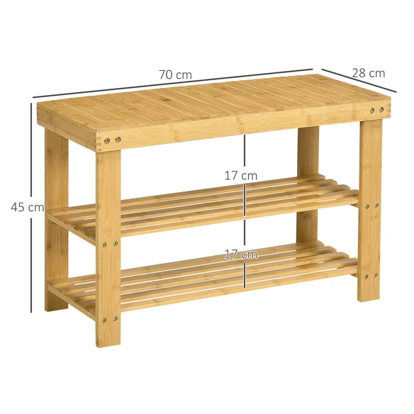 Schuhregal, 3 Etagen, LxBxH: 70x28x45 cm, naturfarben