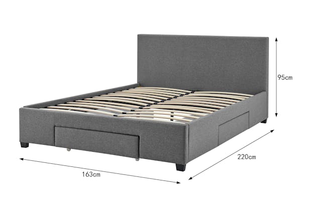 NNEKGE Bed Frame - Venice 3 Drawer Collection (Charcoal)