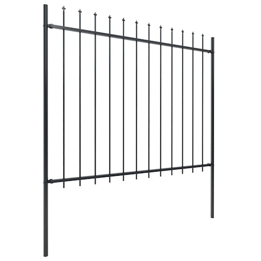 NNEVL Garden Fence with Spear Top Steel 11.9 m Black