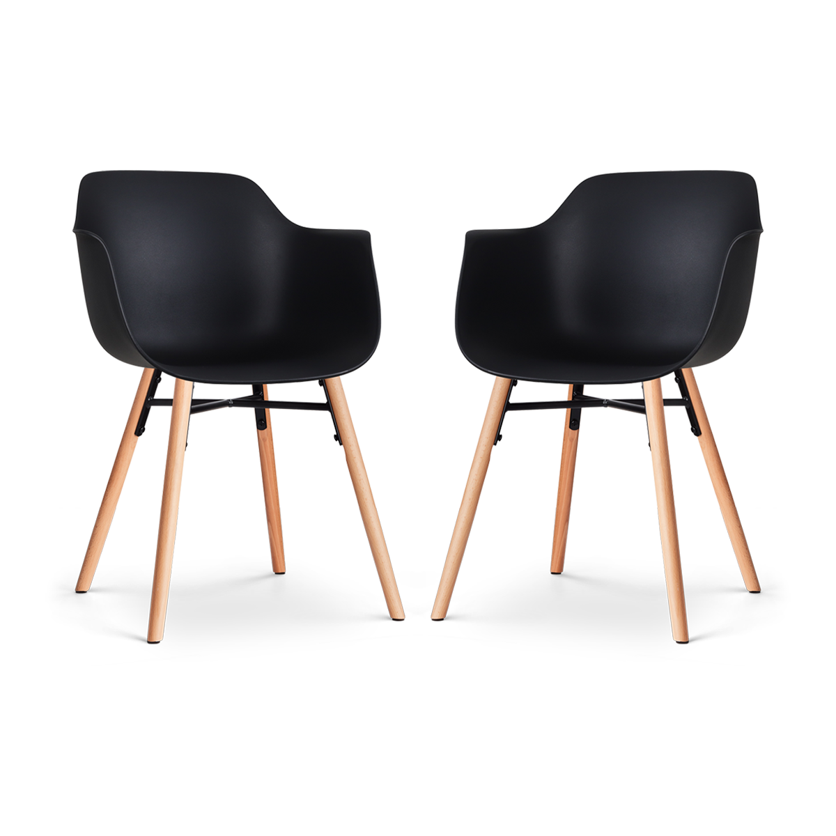 Nolon Nena-Puk Eetkamerstoelen Set van 2 - Zwart - Houten Poten