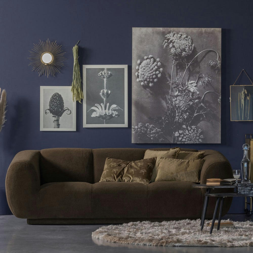 WOOLLY - Canapé 3 places en tissu façon « peau de mouton » vert kaki