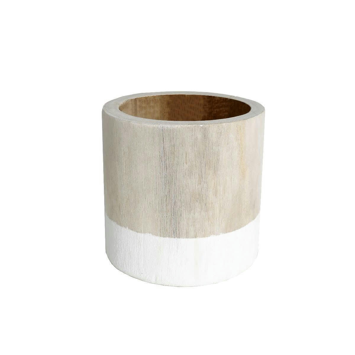 INDIES - Cache pot en bois beige