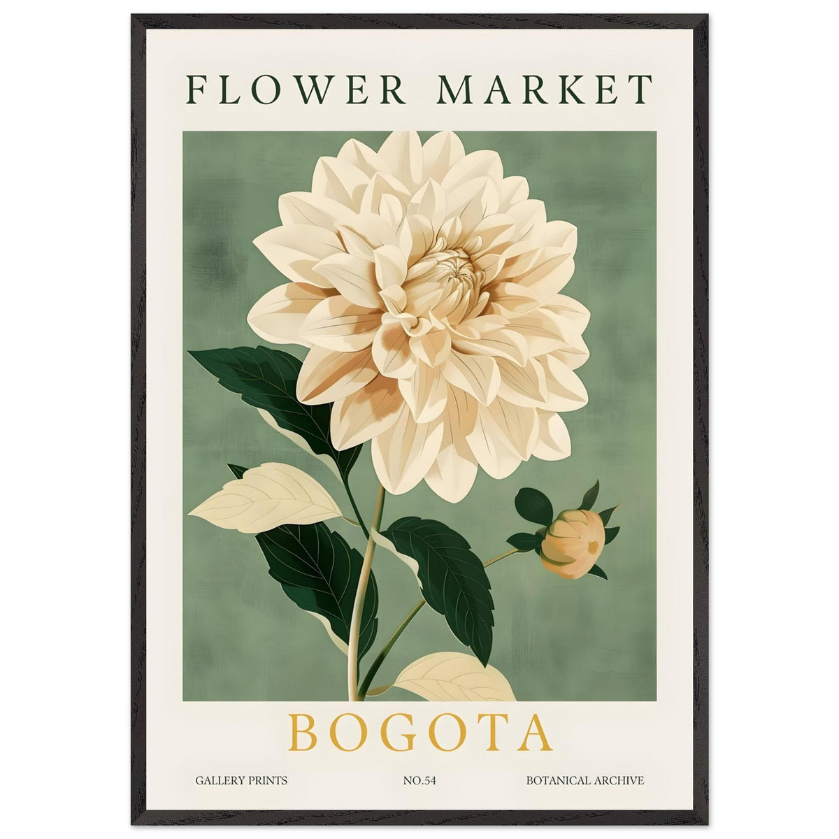 Artfulprints Poster met Lijst Flower market - Bogota  - 70x100 cm - Groen