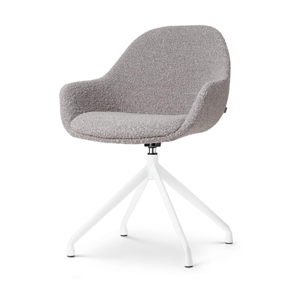 Nolon Nola-Mae Eetkamerstoel Bouclé Taupe - Draaibaar Wit Onderstel