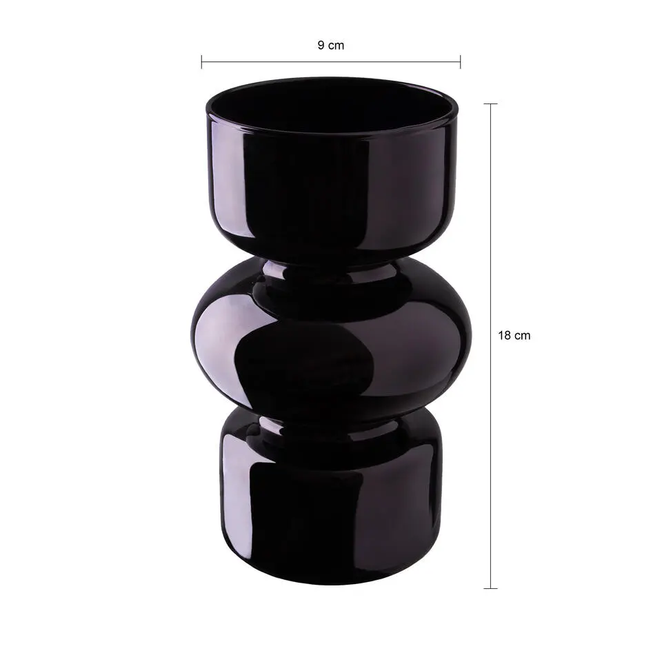 QUVIO Zandloper vaas - Glas - ?9x18 cm - Zwart