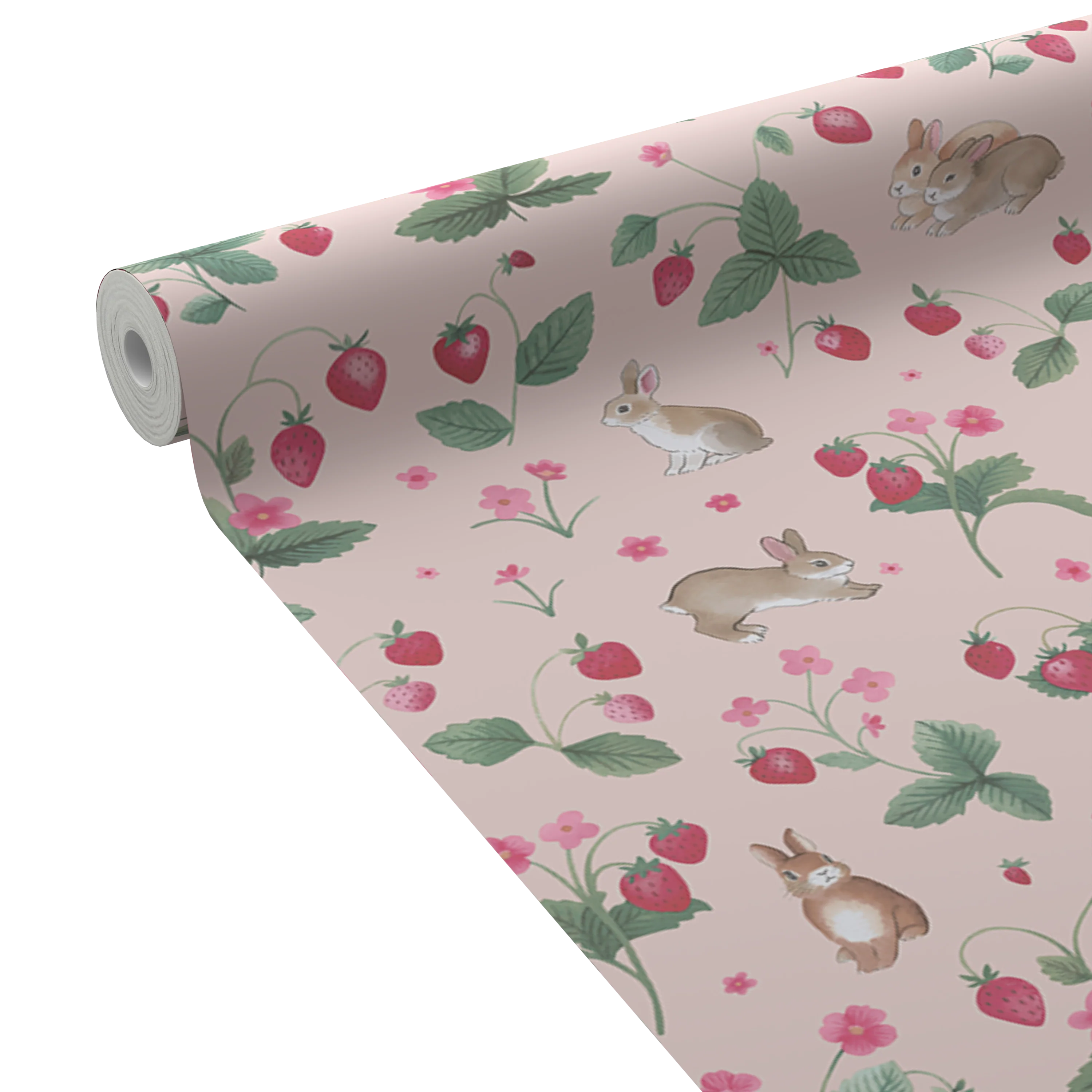 HOLDEN DECOR Papier peint BUNNIES & BERRIES rose poudré