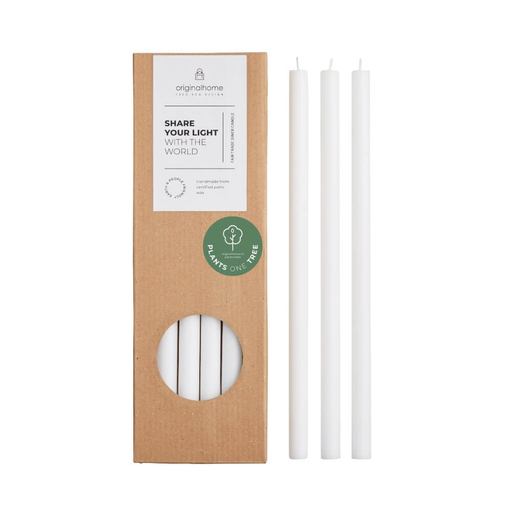 Originalhome dinerkaarsen - ø 1.3 cm - wit - set van 10
