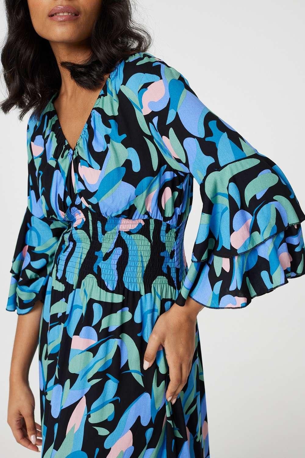 Izabel London Printed Ruffle Hem Empire Maxi Dress