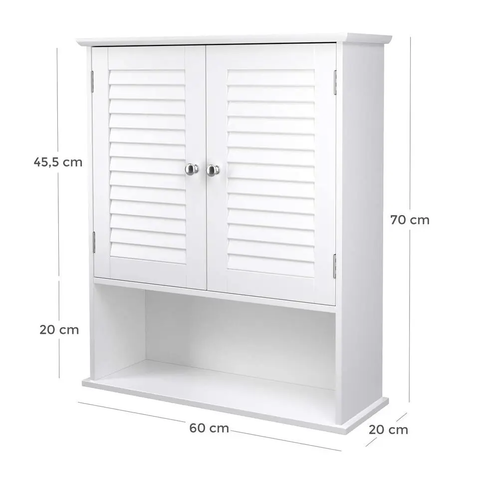 Bobbel Home - Badkamerkast - Wandkast - Incl. Plank - 2 Deuren - Hout - Wit