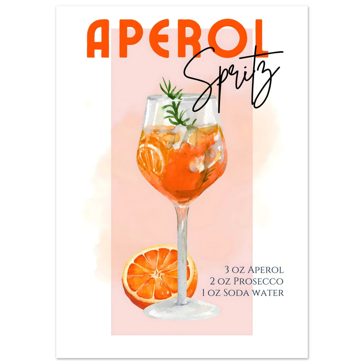 Artfulprints Poster Aperol Spritz - Pink  - 50x70 cm - Roze
