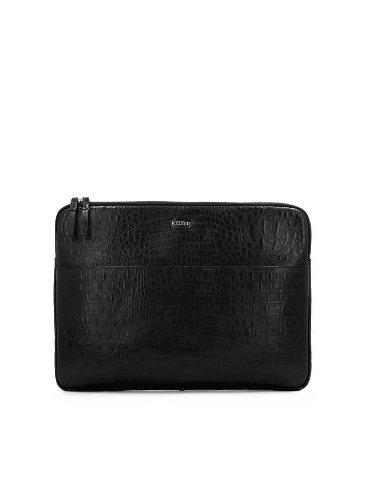 Embossed leather laptop bag