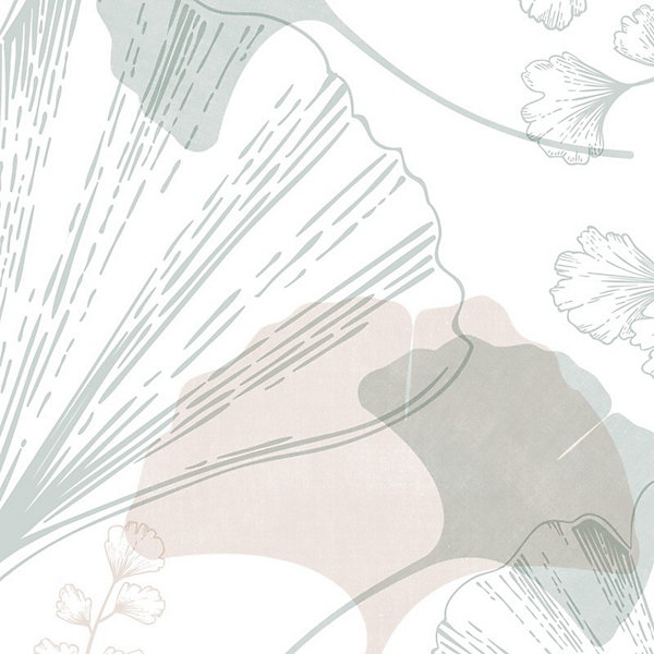 Papier peint panoramique - Gingko - Multicolore - intissé : 150g/m² - 5 lés : 240x270cm