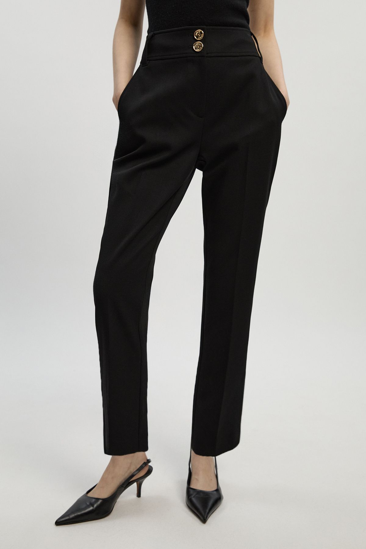 KarenMillen Textured Compact Stretch Tailored Straight Leg Trouser