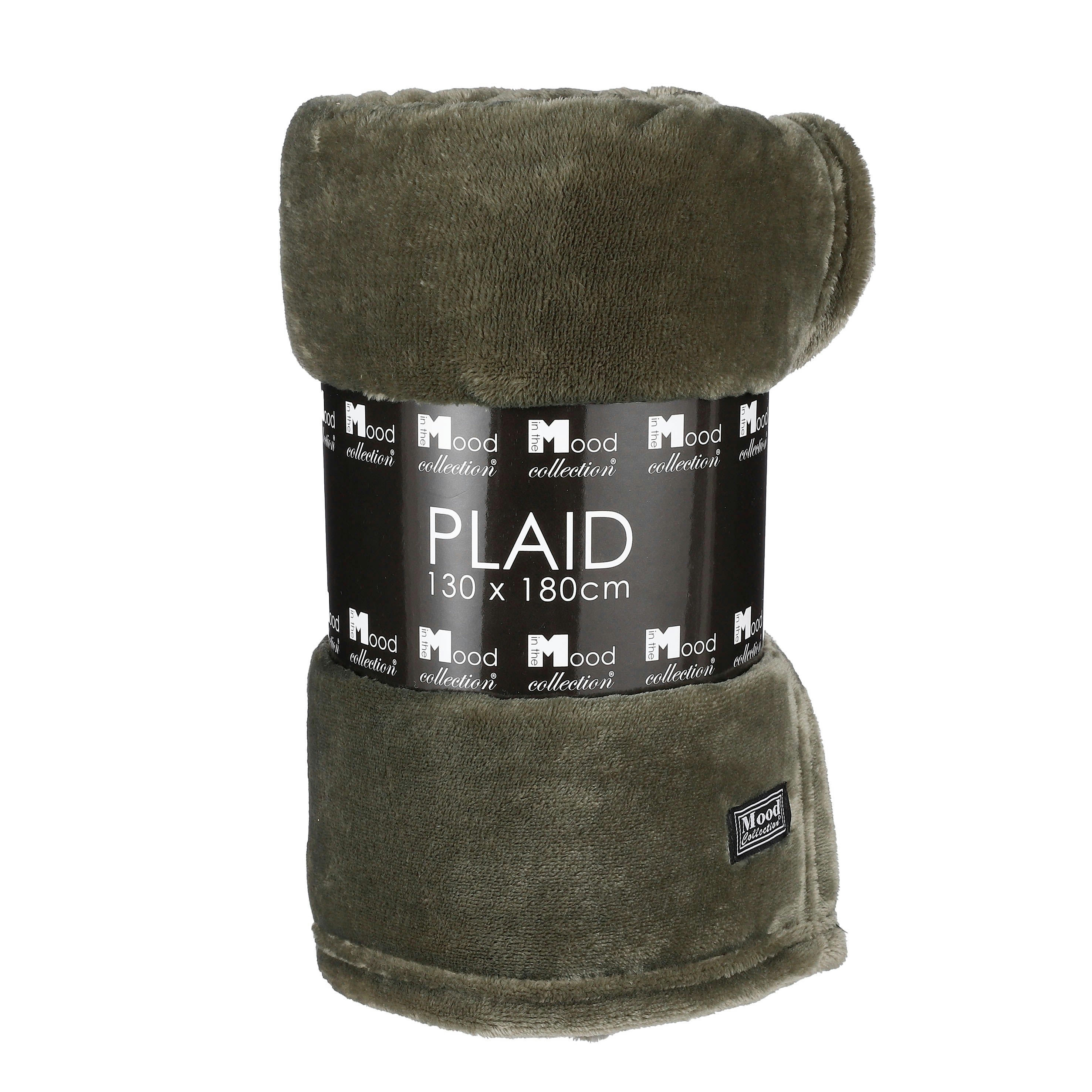 FAMKE - Plaid polaire vert foncé 180x130