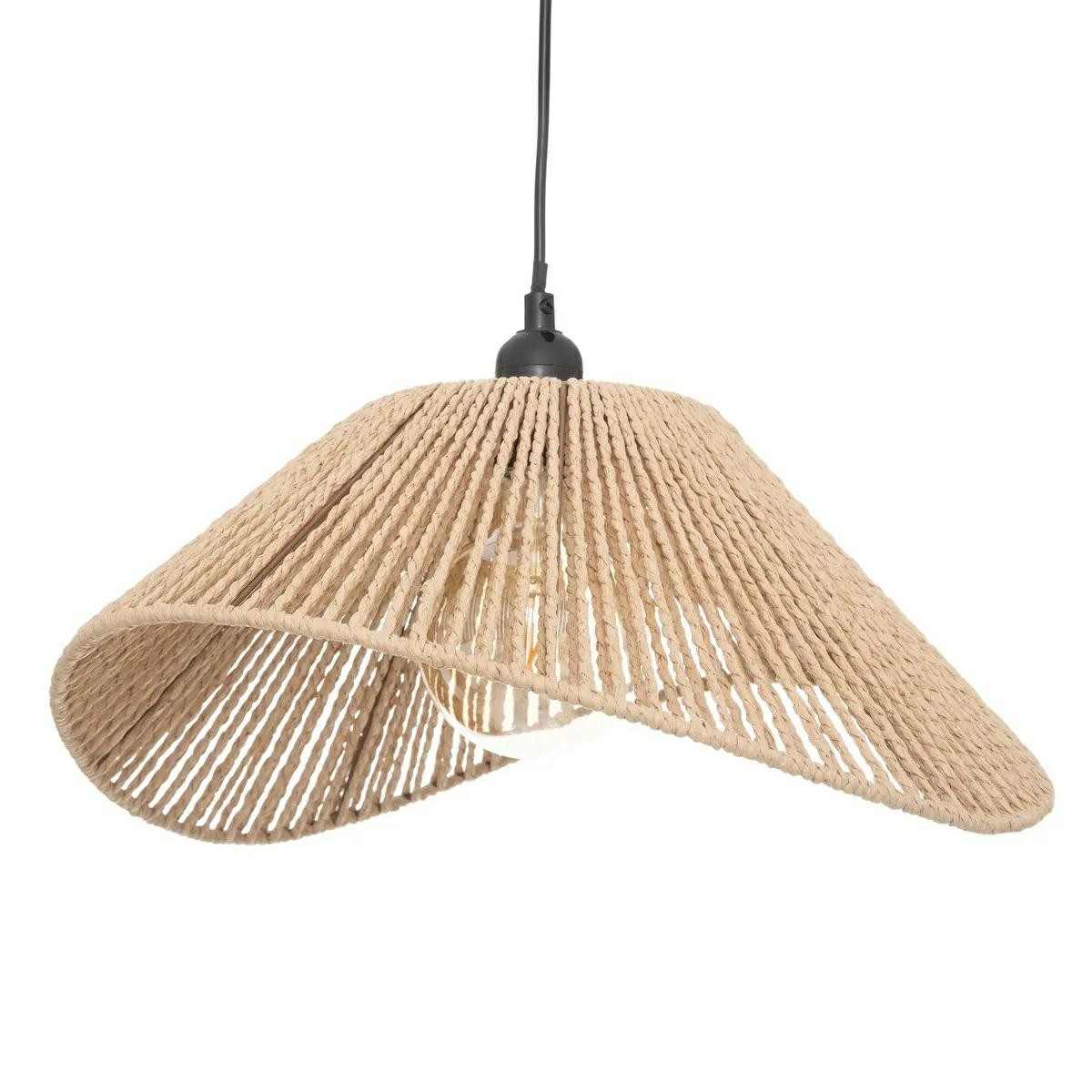 Lampa wisząca Myha beżowa 17x45 cm sufitowa pleciona