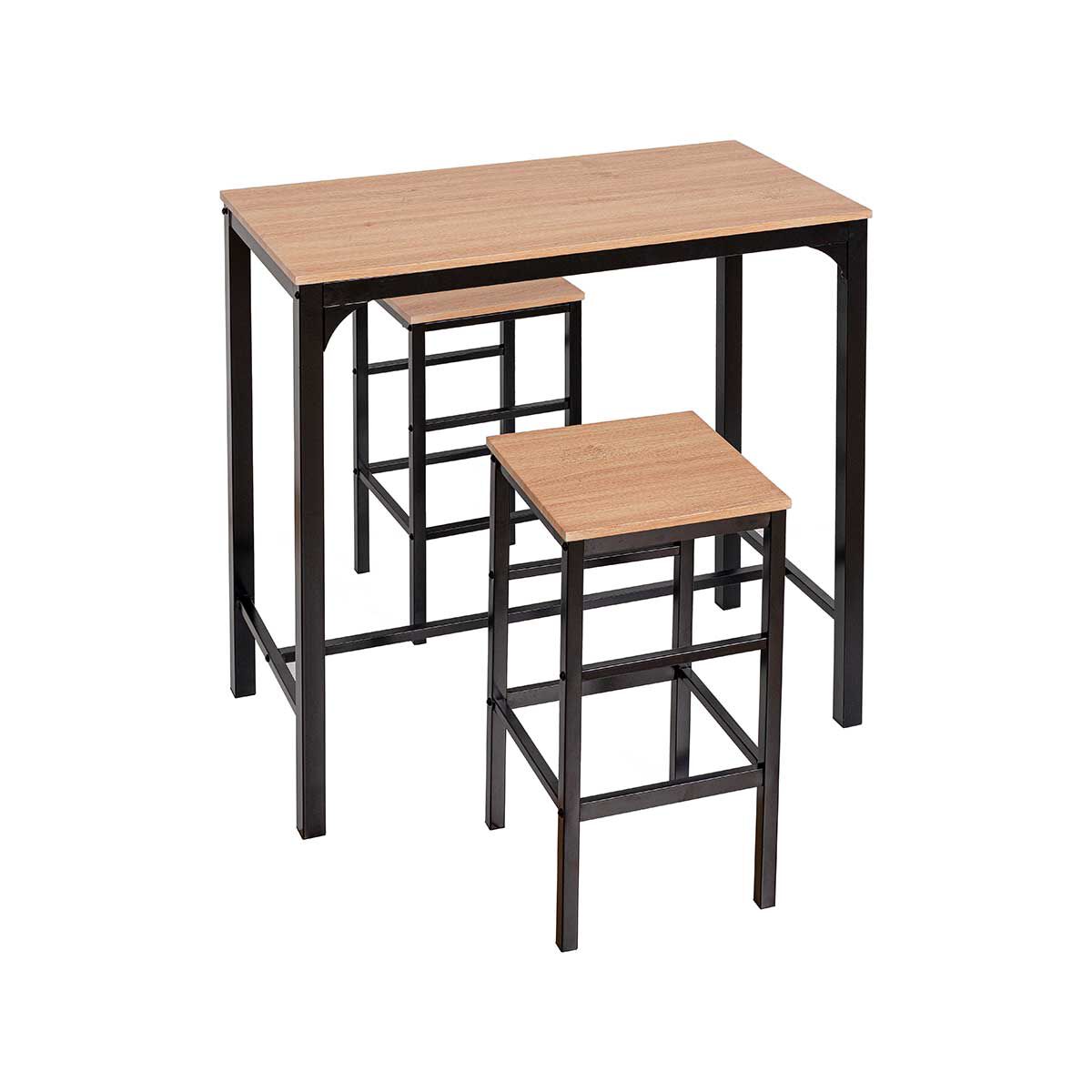 Conjunto de bar NATTES mesa e 2 bancos preto