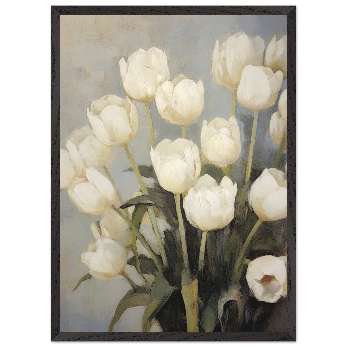 Artfulprints Poster met Lijst White tulips  - 70x100 cm - Wit