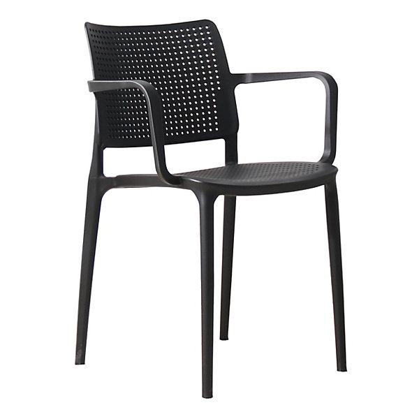 Lot de 4 chaises de terrasse en plastique noirOviala