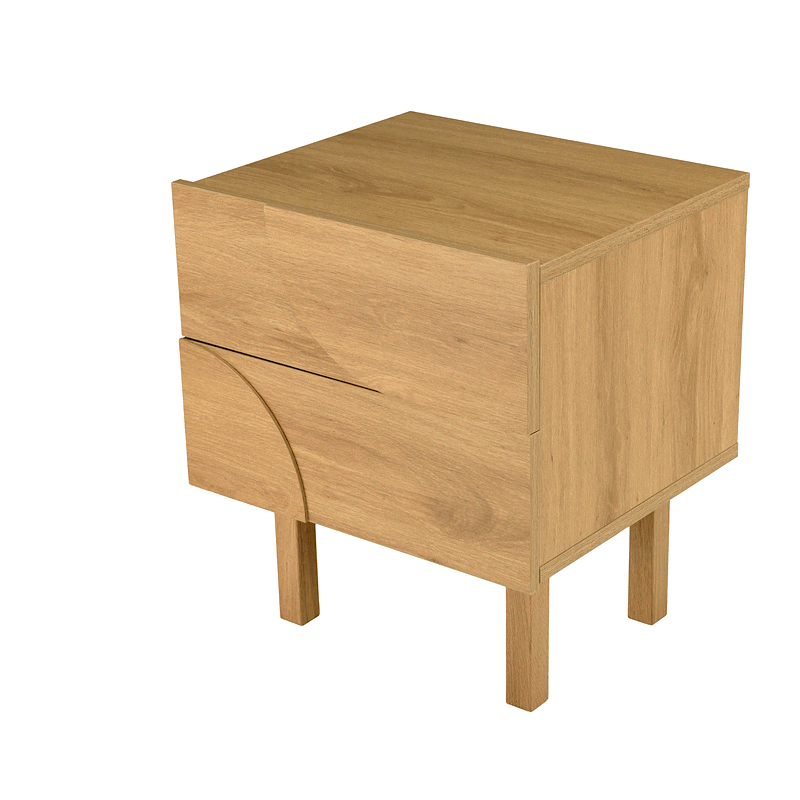 Table de nuit bois clair décor graphique DANBA