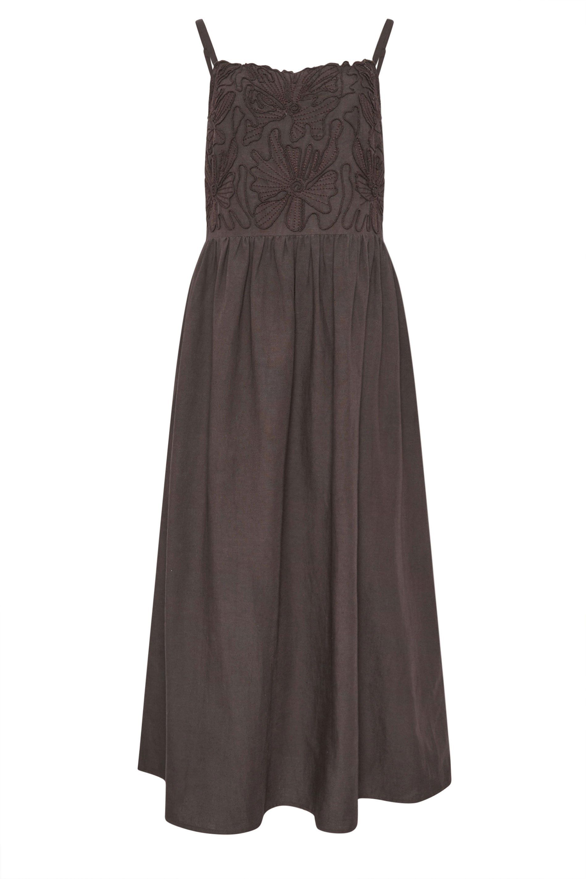 Long Tall Sally Tall Linen Embroidered Midi Dress