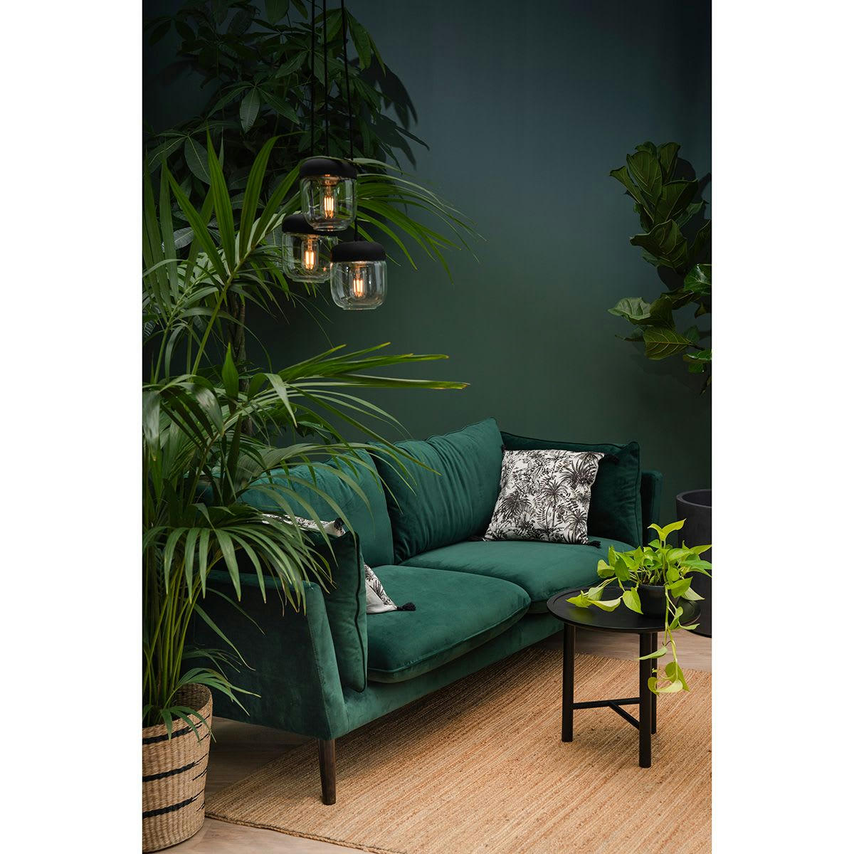 BROOKS - Canapé 3 places en velours vert