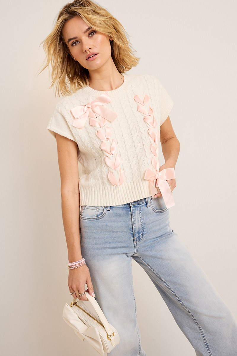Anna Lace Up Sweater Tee