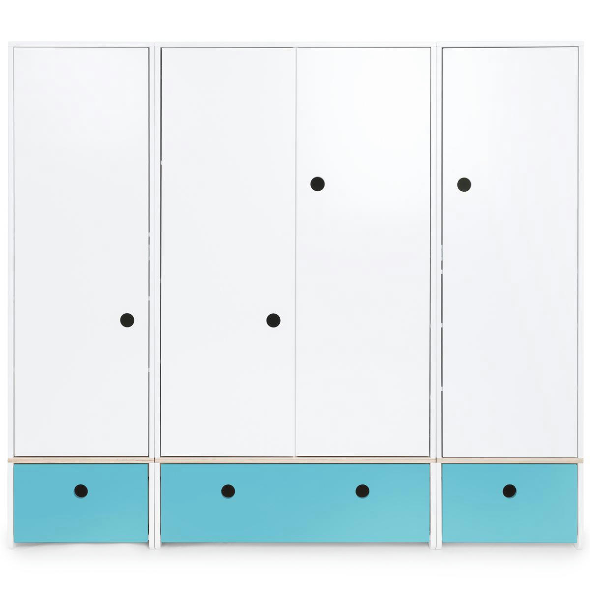 COLORFLEX - Armoire 4 portes bleu paradis