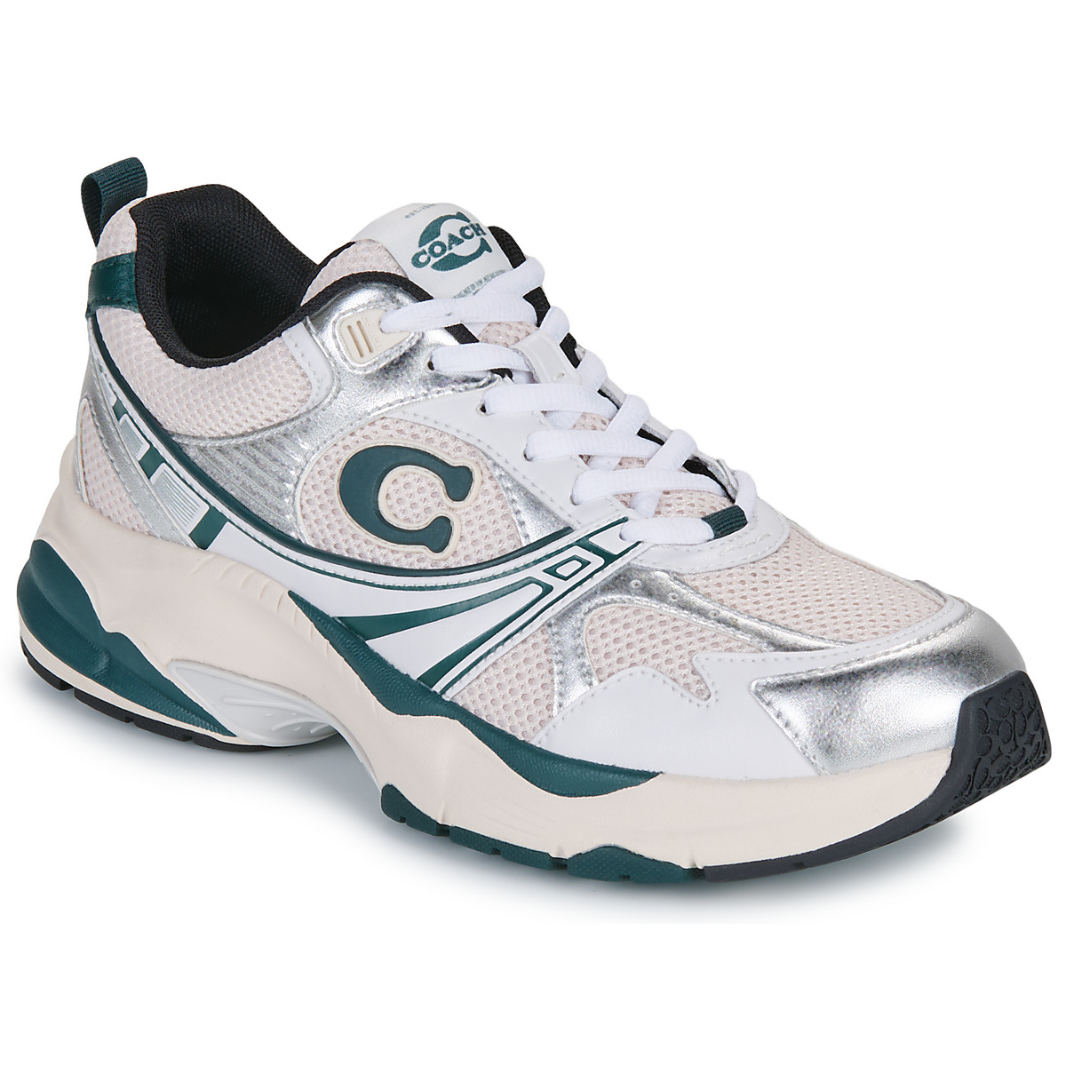 Coach - COACH MESH SNEAKER - White / Green / Silver