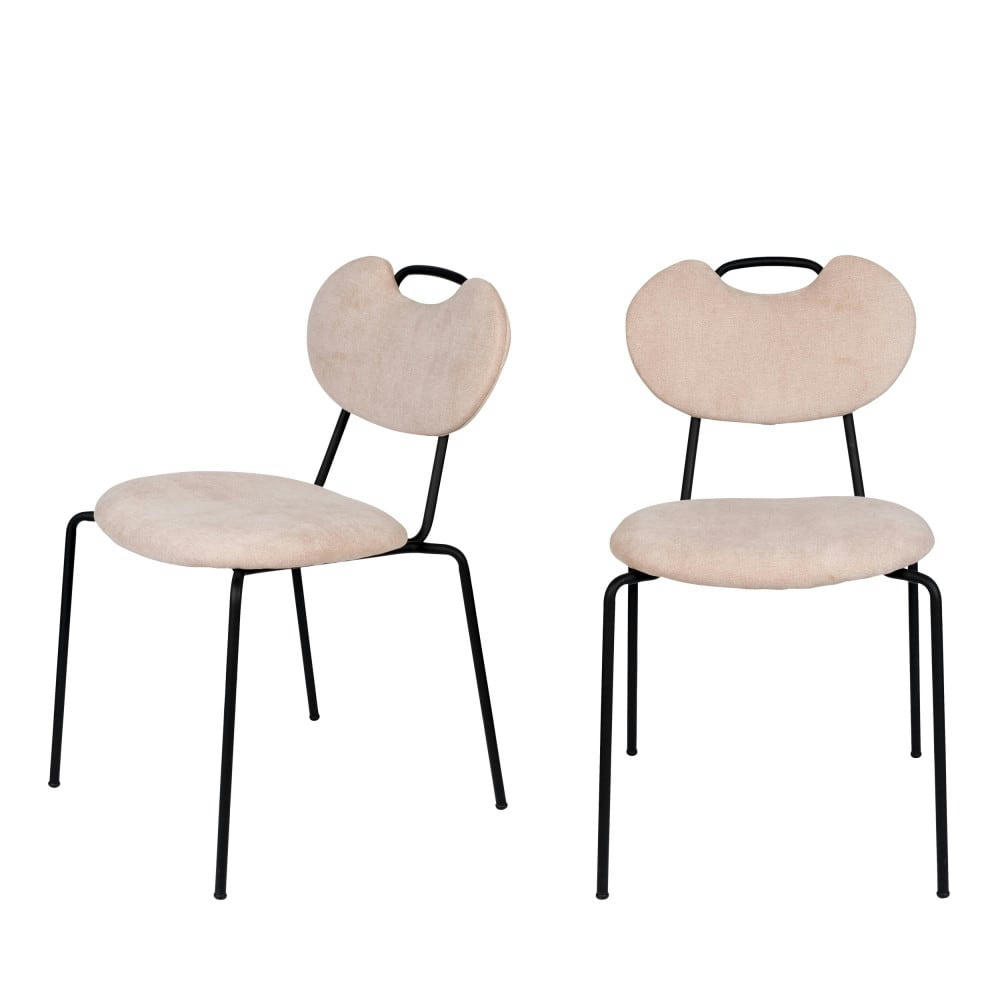 ASPEN - Lot de 2 chaises en tissu et métal rose