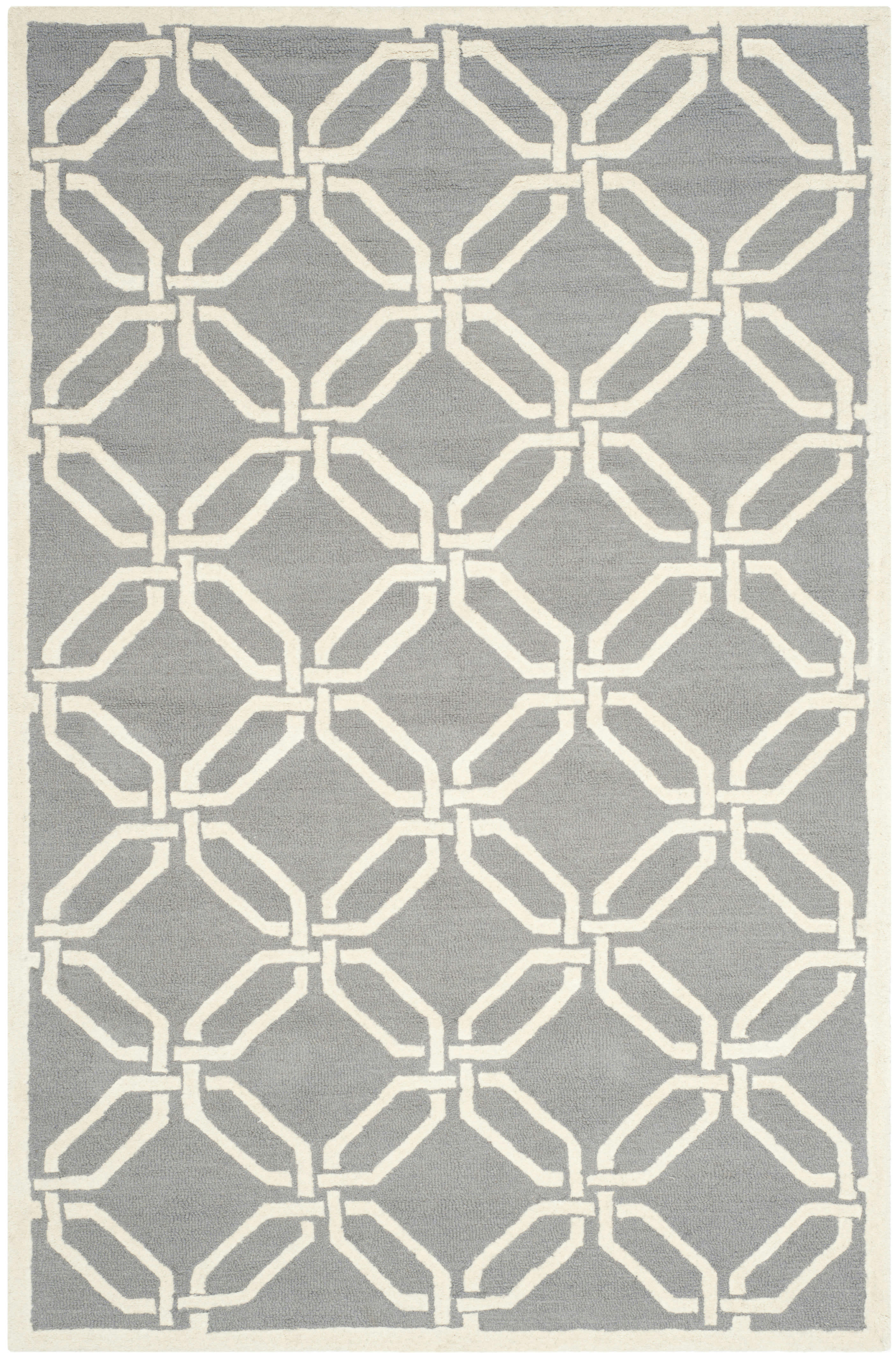 CAMBRIDGE - Tapis de salon interieur en  gris fonce & ivoire, 152 x 244 cm