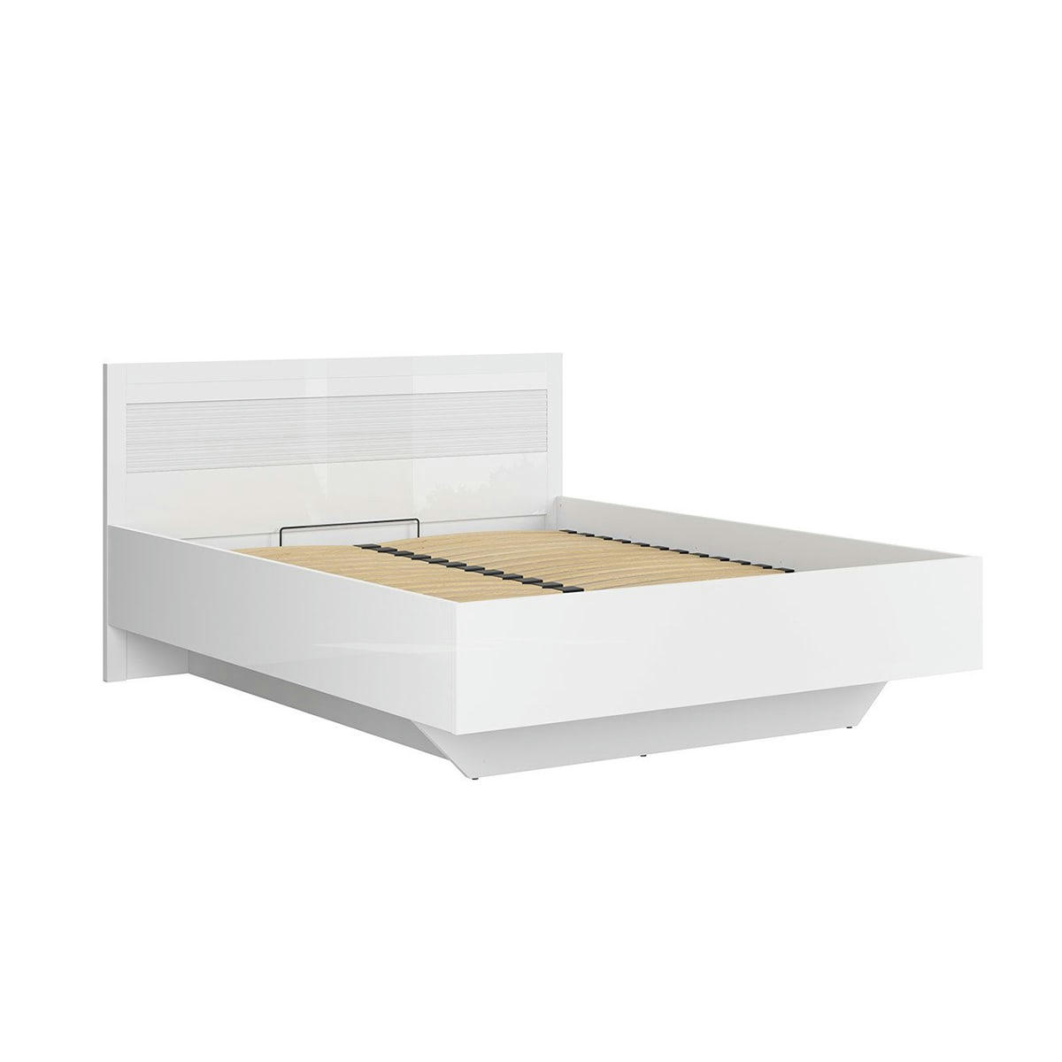 - Lit coffre 160x200 sommier inclus blanc laqué