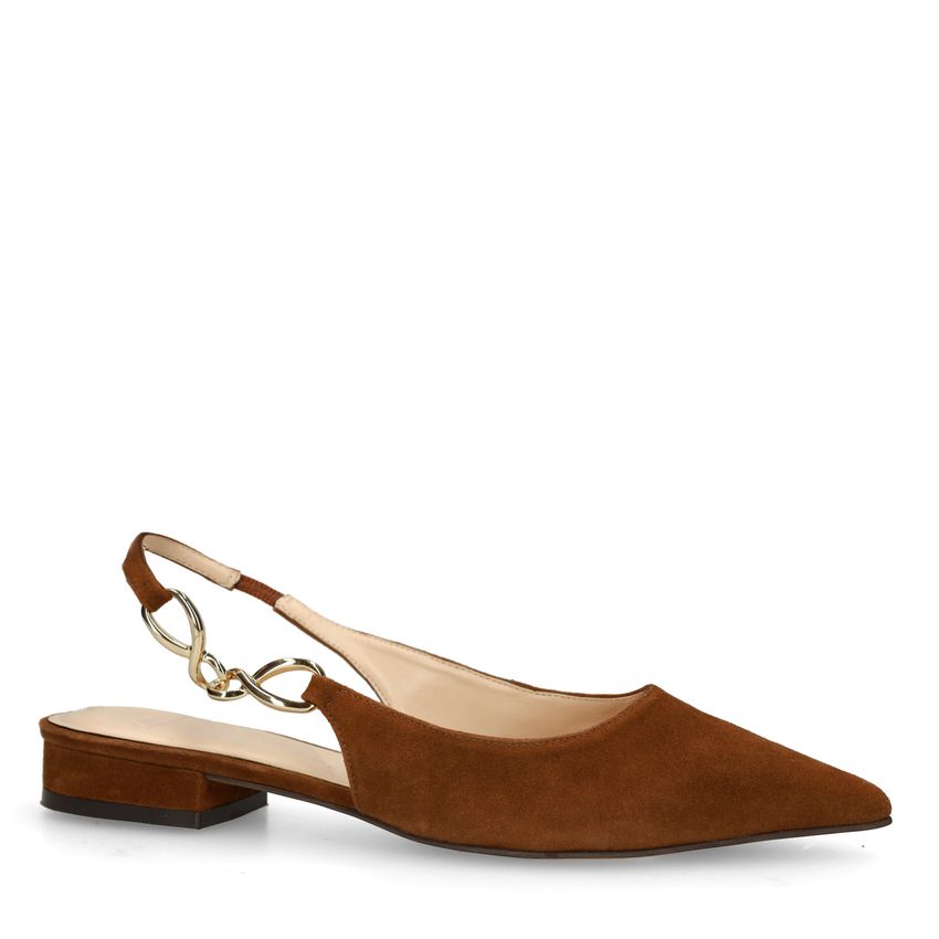 Manfield Bruine suède slingbacks