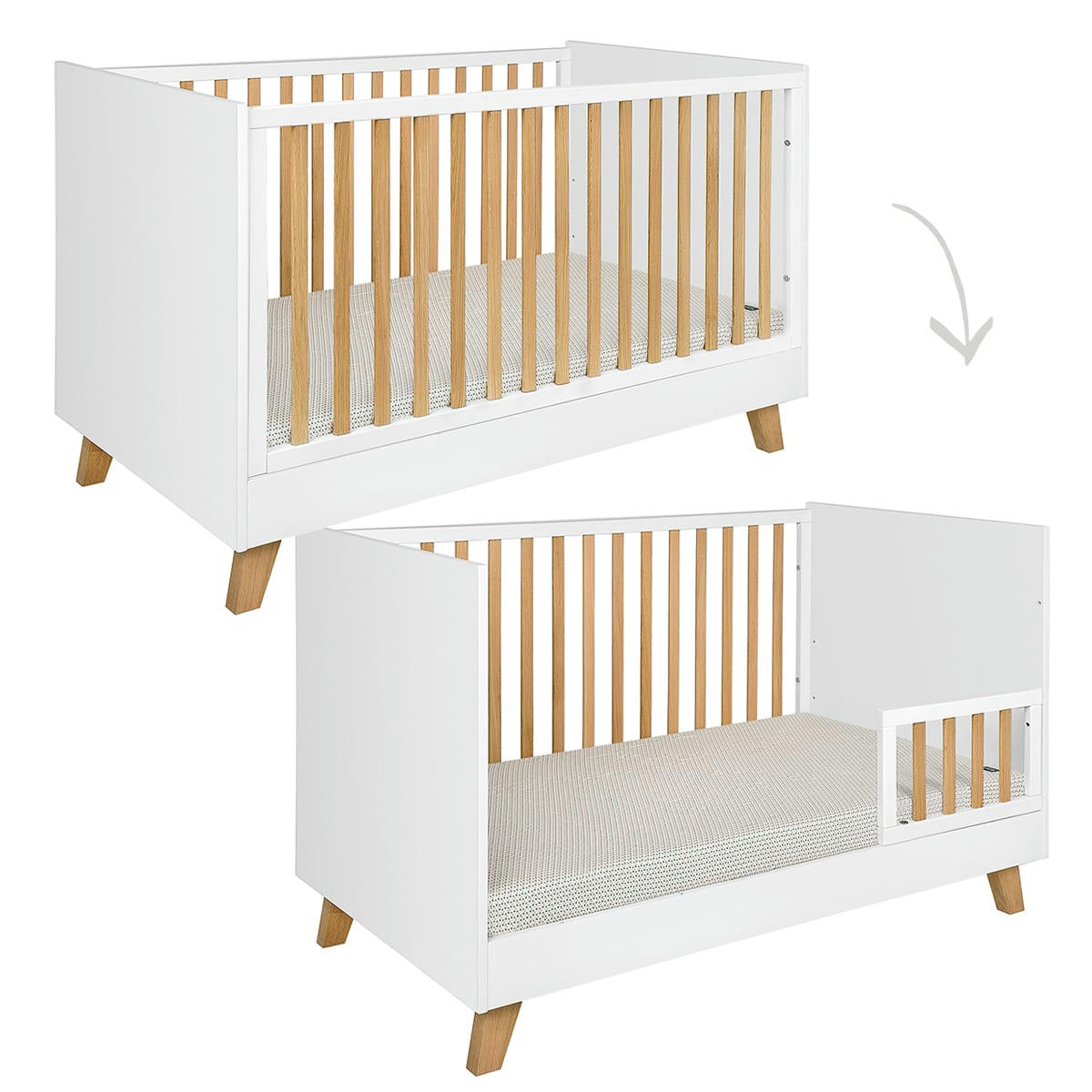 DUO - ZARA - Lit évolutif 70x140 commode 3 tiroirs blanc