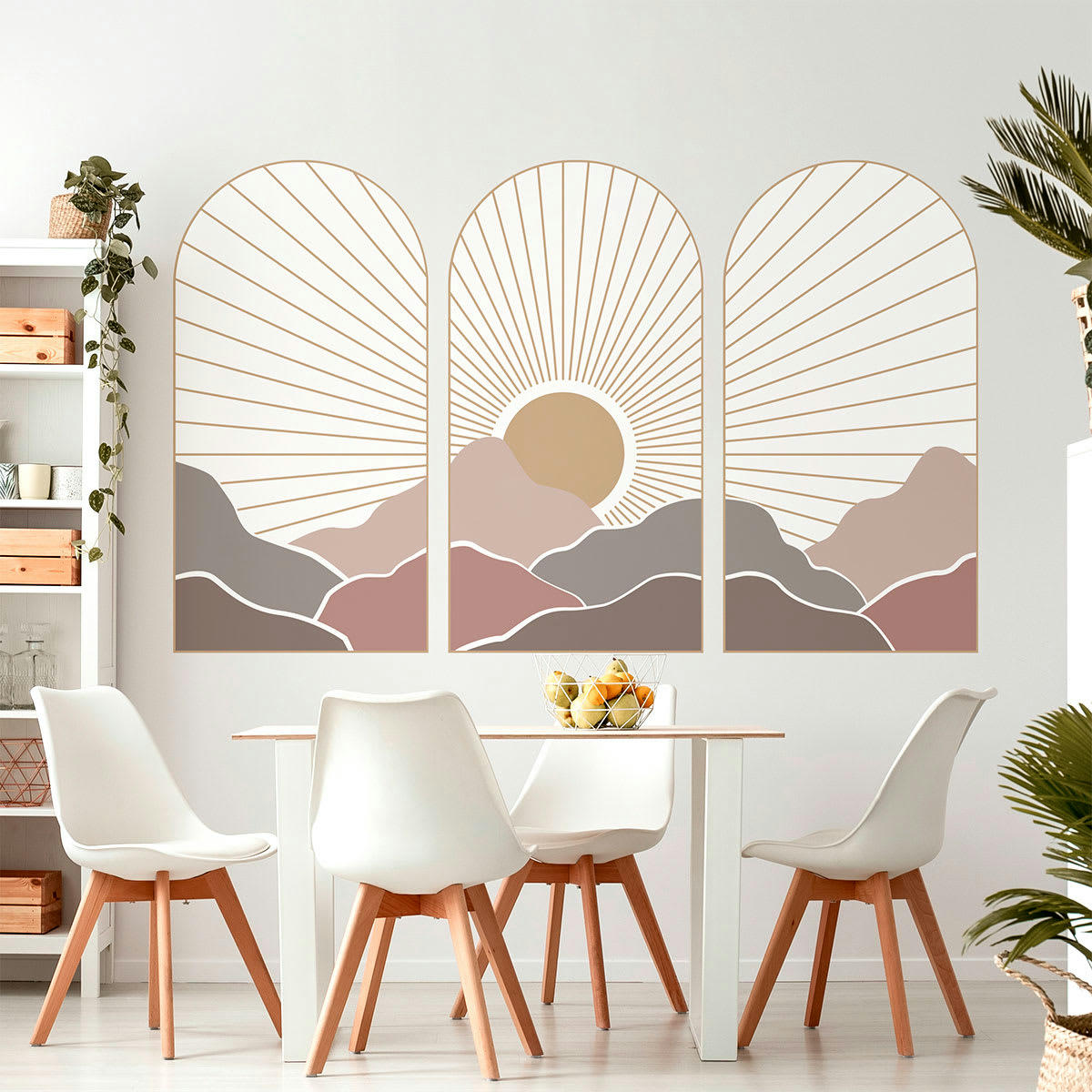 - Papier Peint trio d'arches coucher de soleil asiatique 120x180cm