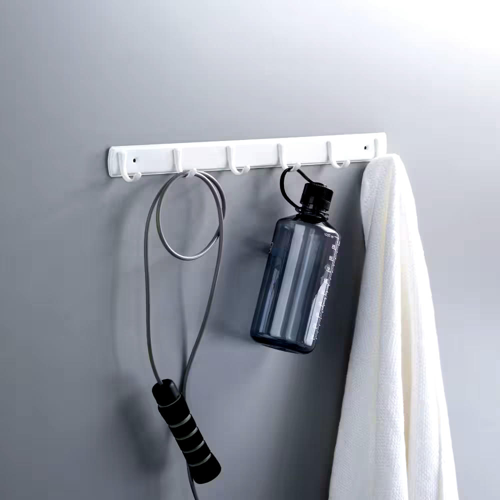 Peerless Steel 6-Hook Rail, White, 19-in
