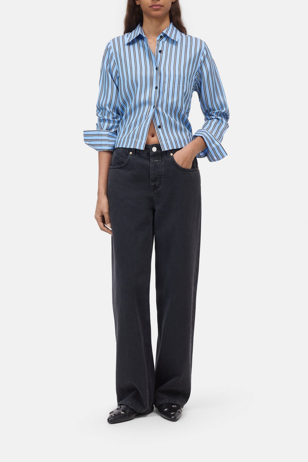 Verkürzte Hemdbluse aus Lyocell