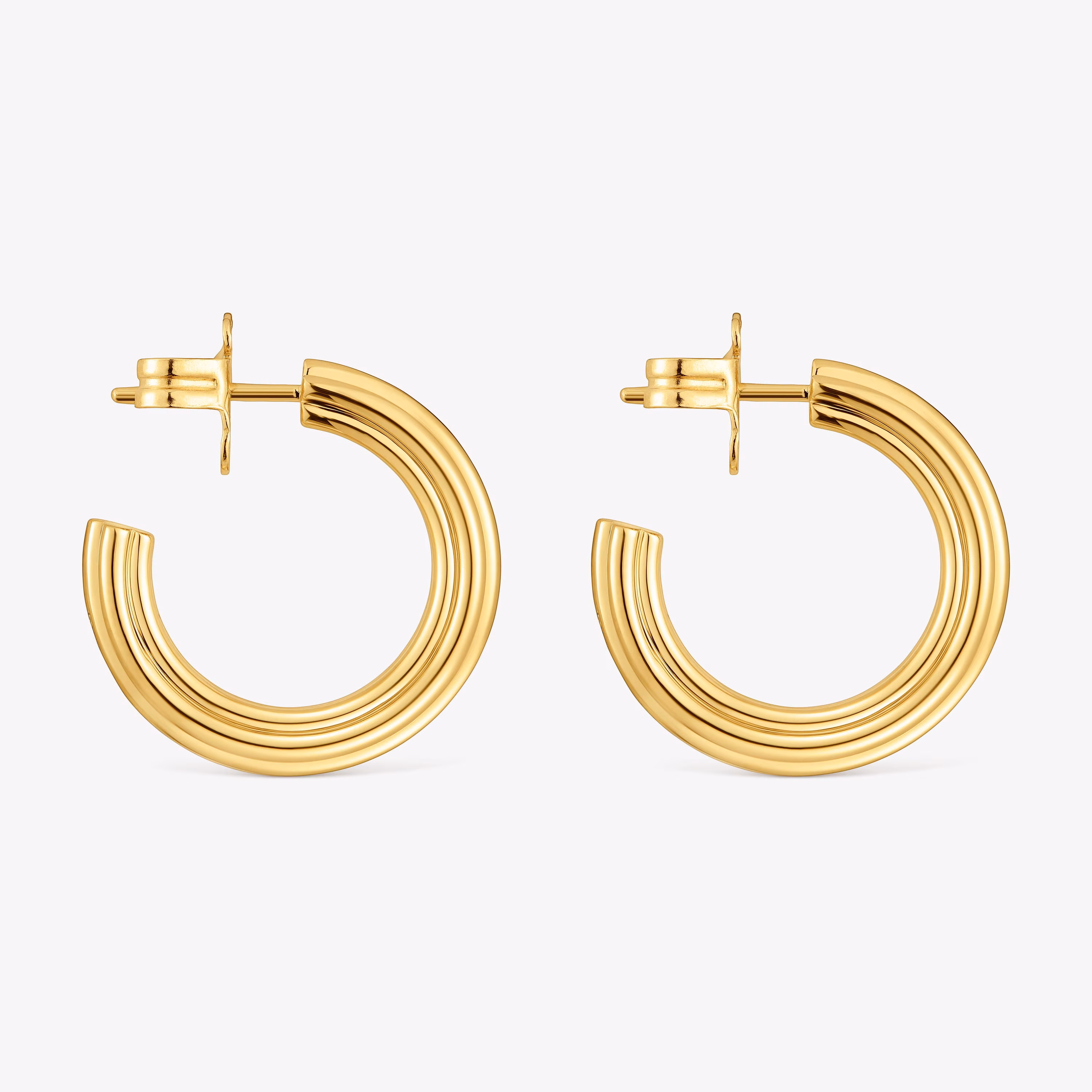 Pendientes de aro con baño de oro 18 kt sobre plata y motivo flor TOUS 1950