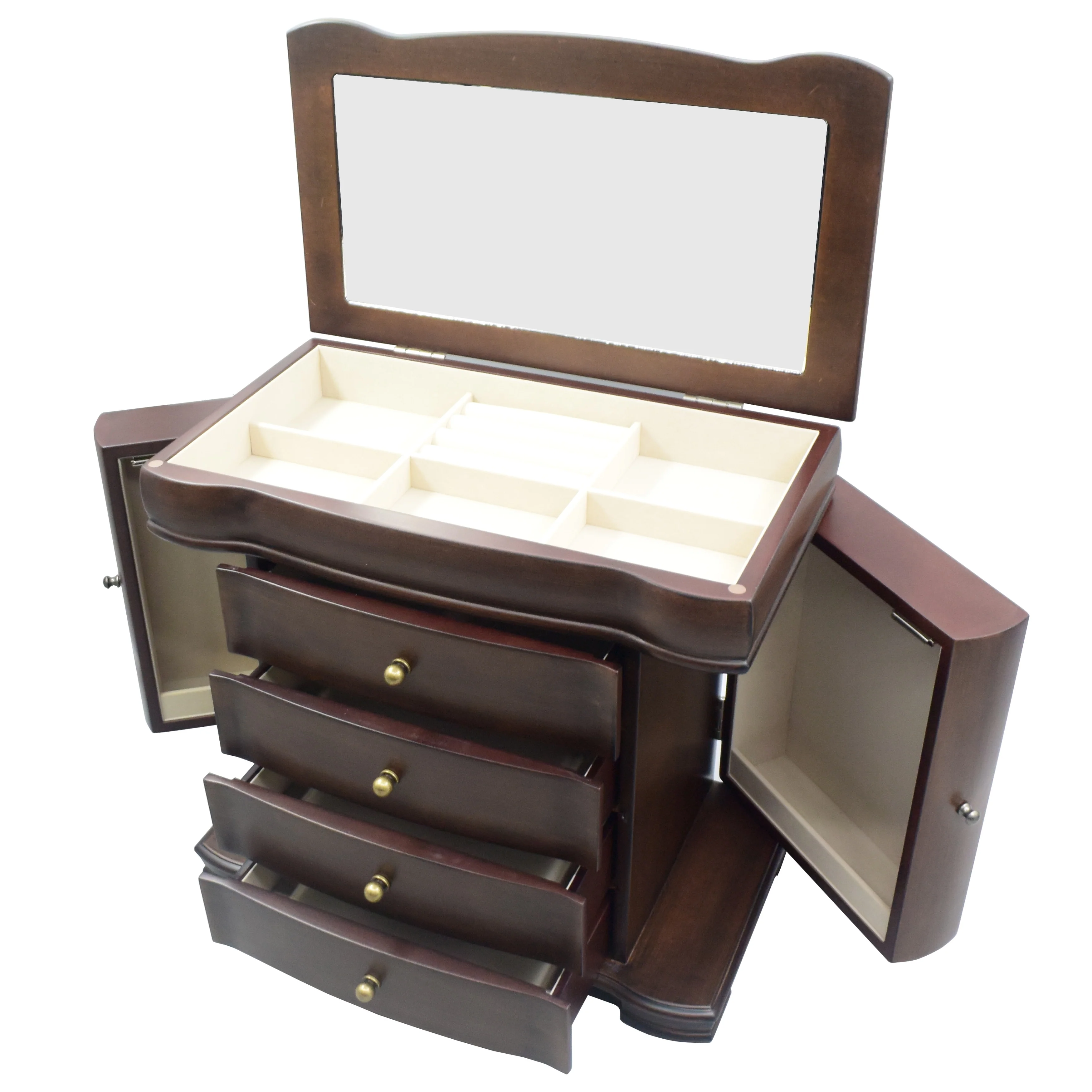 Large Brushed Brown Jewelry Box - N/A