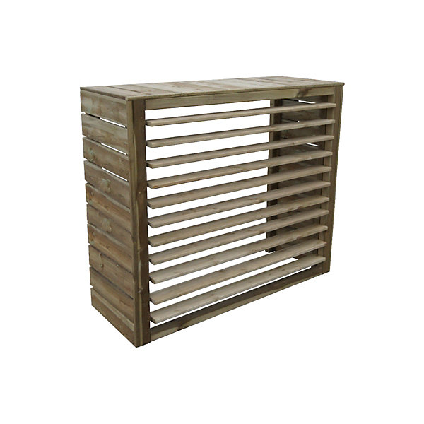 Cache-climatiseur en bois vantelles mobiles grand modèle