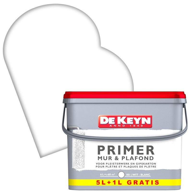 Peinture primer pour mur et plafond blanche 5   1 L DE KEYN