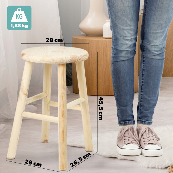 Kadax Taboret Drewniany Stołek Krzesło 46cm 4szt
