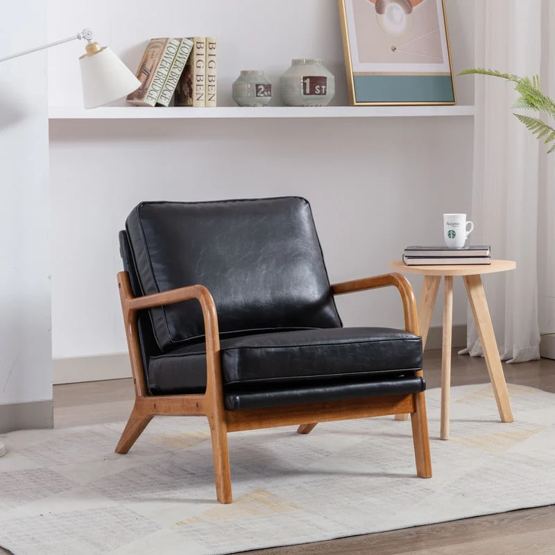 SEYNAR Modern PU Leather Accent Armchair for Living Room