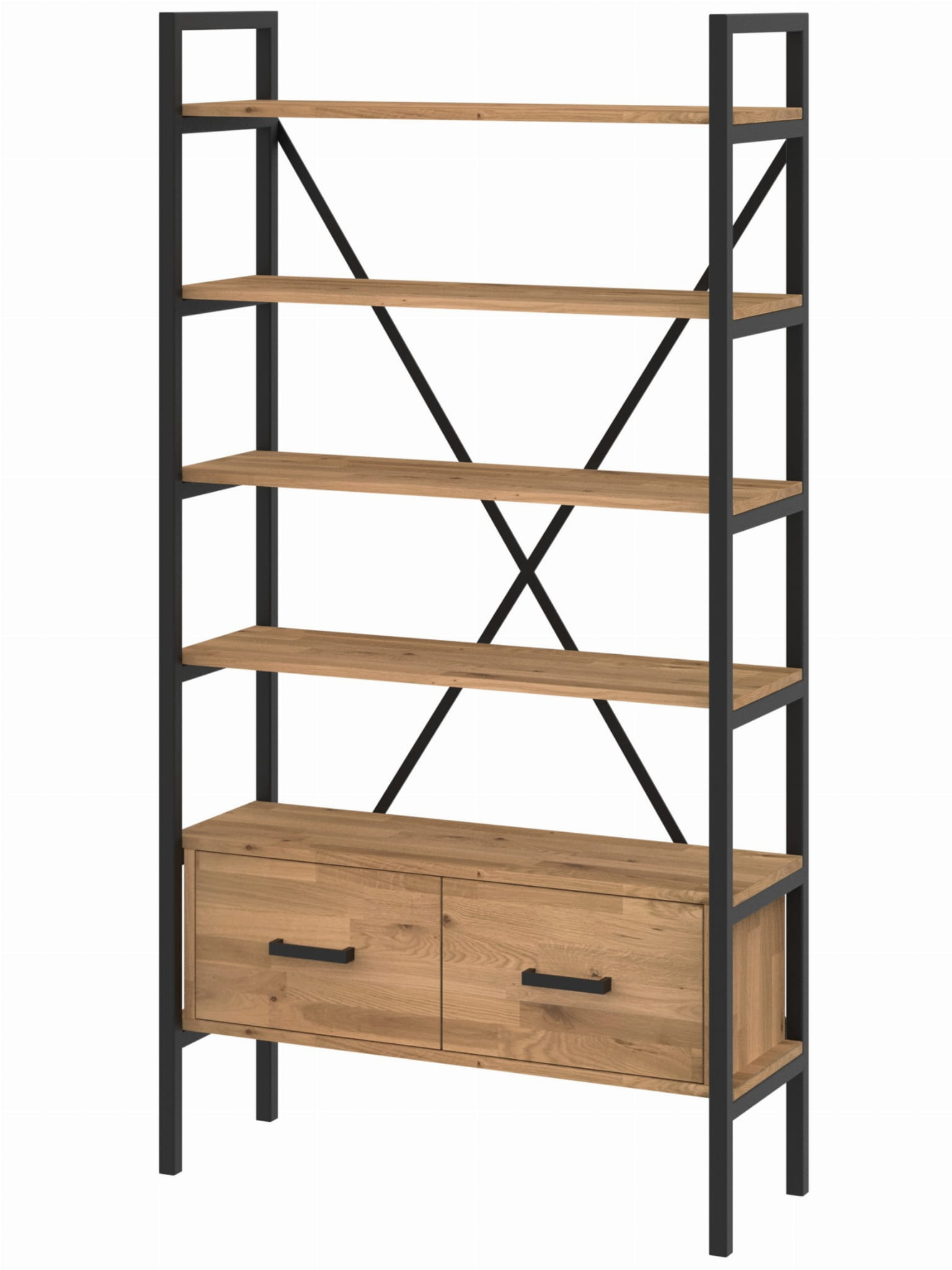 Regał dębowy Medium-Cabinet 190x80x30 cm LOFT z drzwiczkami K1-1