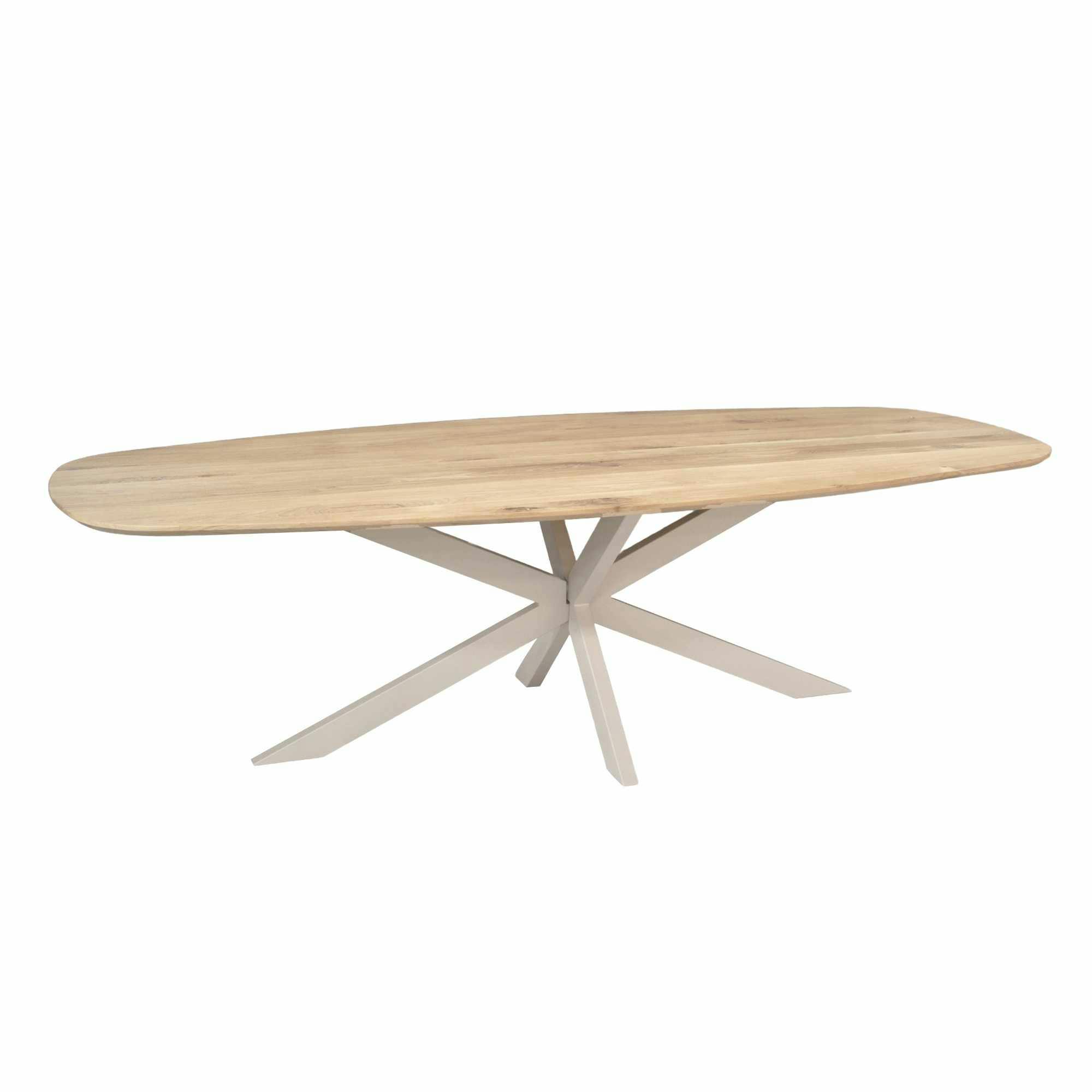 Table rectangulaire bois bords arrondis pied blanc 180 cm LEXTON